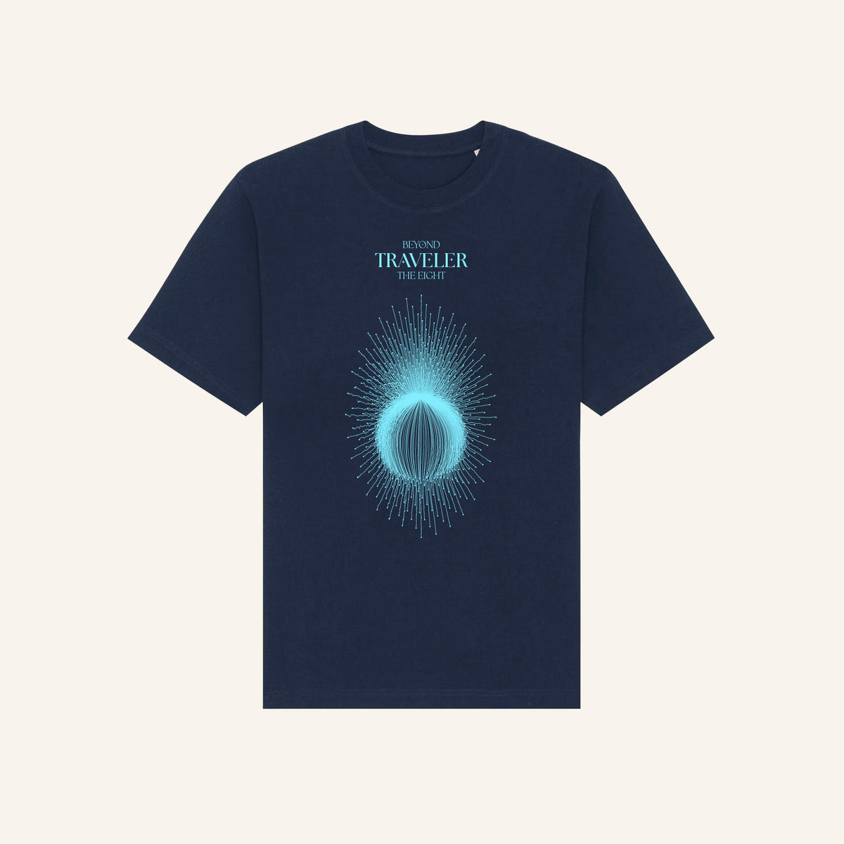 Beyond Traveler | Front Print | Navy T-Shirt - Organic Apparel by The Ei8ht