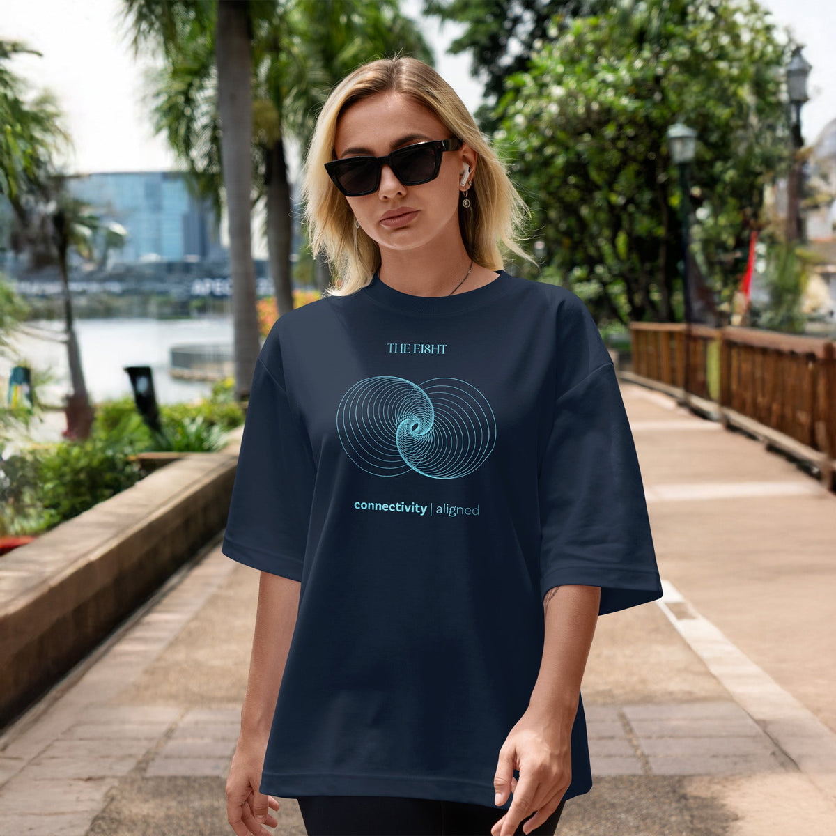 Connectivity Aligned | Oversized T-Shirt | Navy - Organic Apparel by The Ei8ht