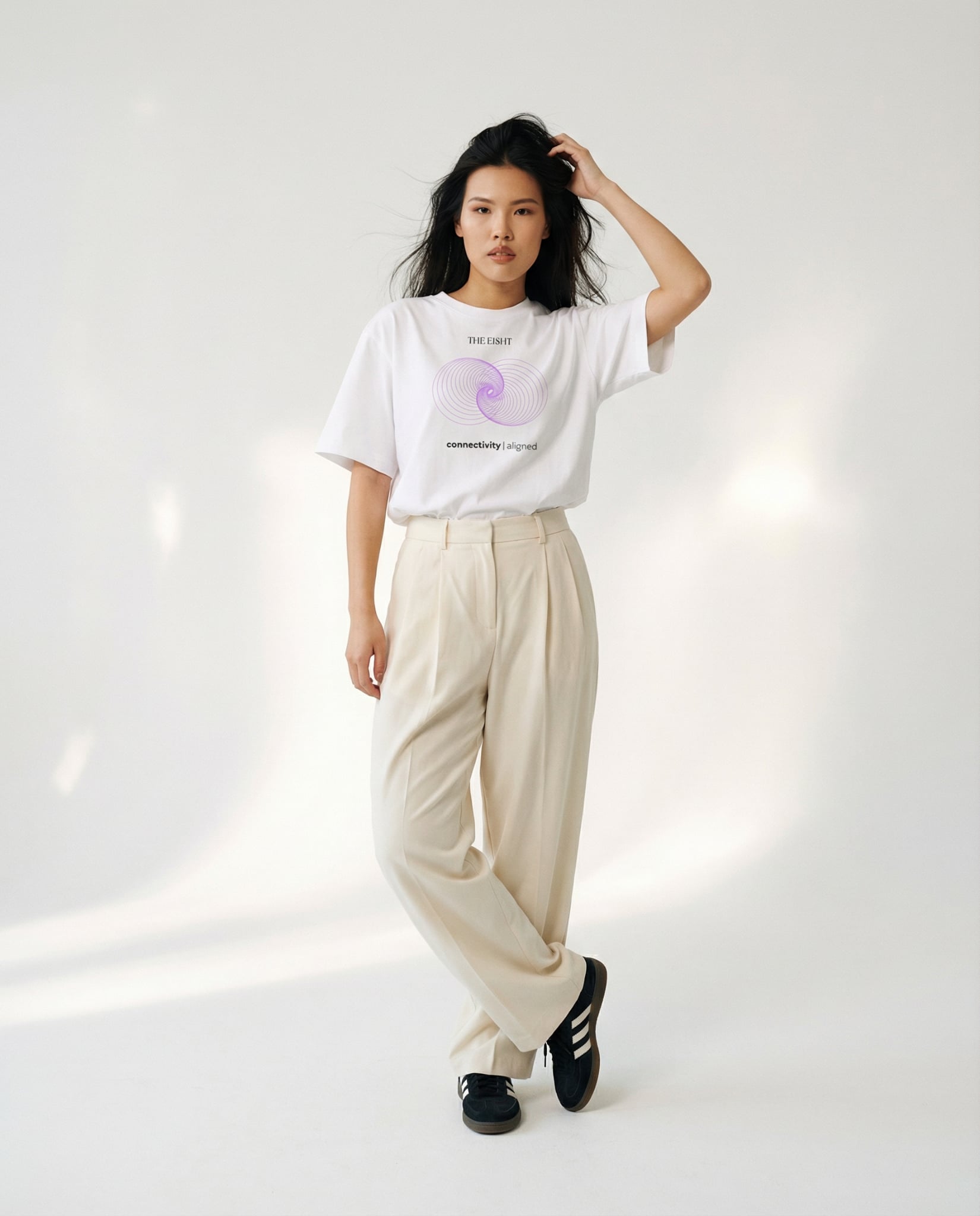 Connectivity Aligned | Oversized T-Shirt | White - Organic Apparel by The Ei8ht