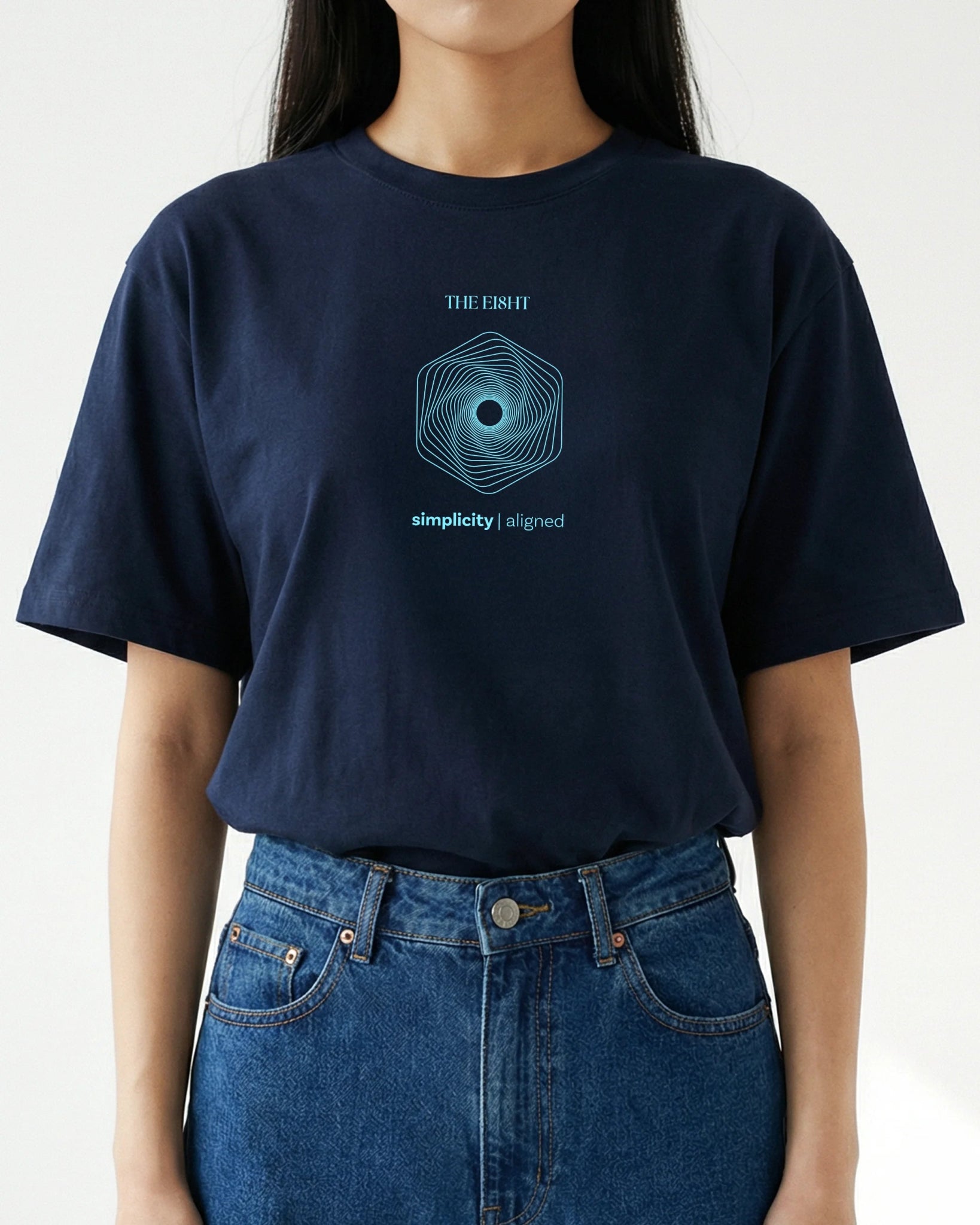 Simplicity Aligned | Oversized T-Shirt | Navy - Organic Apparel by The Ei8ht