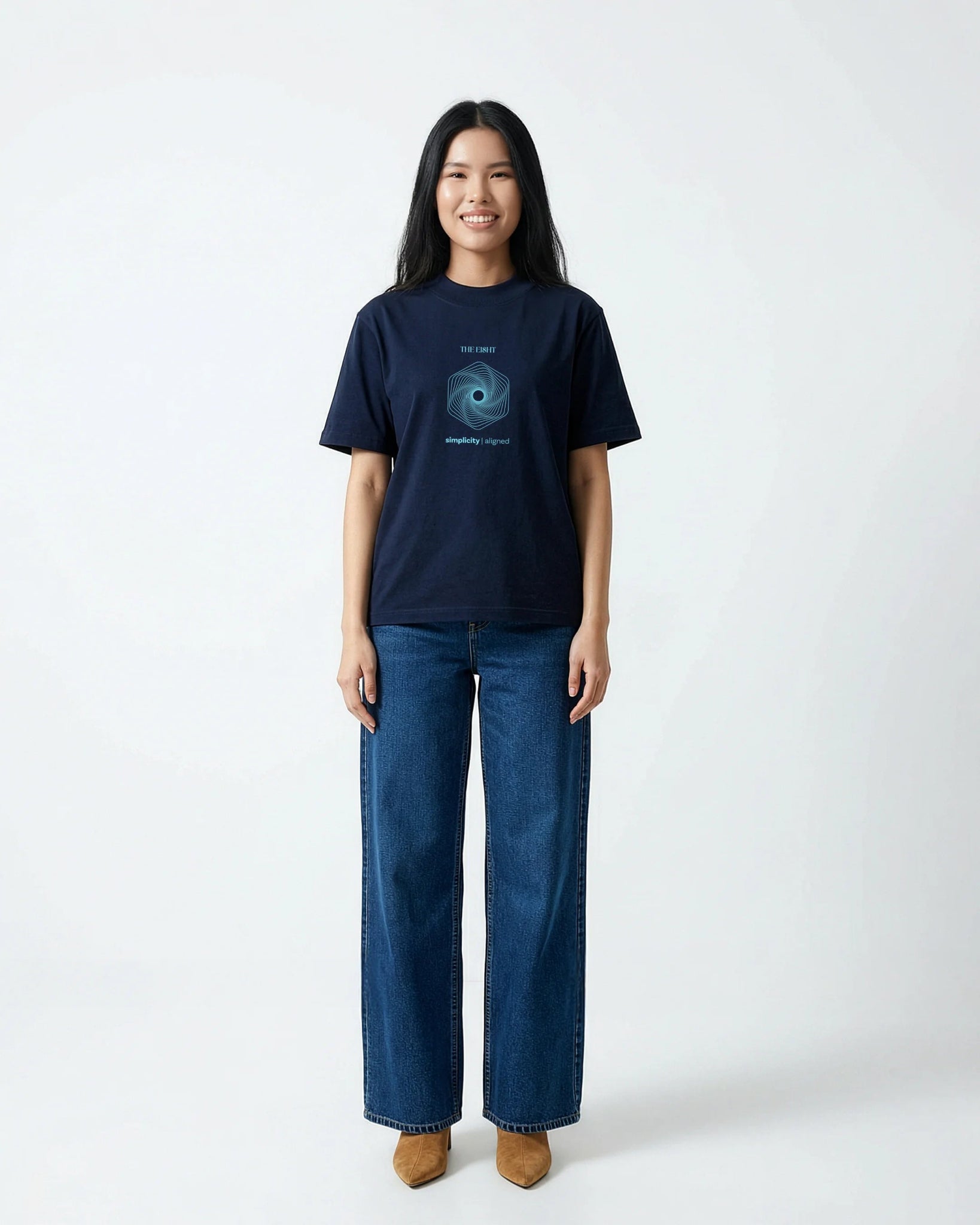Simplicity Aligned | Oversized T-Shirt | Navy - Organic Apparel by The Ei8ht