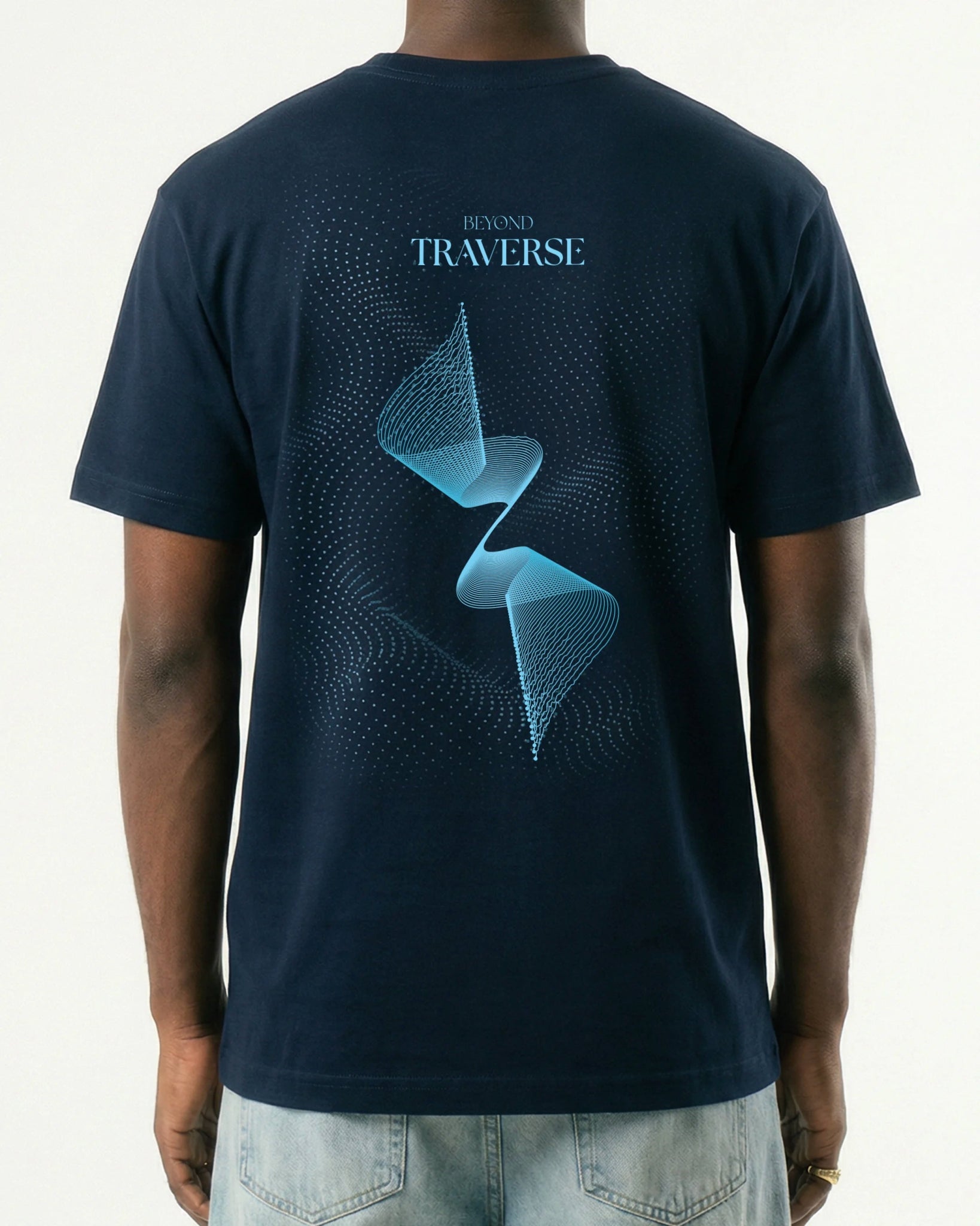 Traverse | Relaxed - fit Organic Cotton T-Shirt | Navy | Back Print - Organic Apparel by The Ei8ht