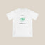 Sustainability White Organic Cotton T-Shirt whit green spiral design - Ethical apparel from The Ei8ht Aligned Collection.