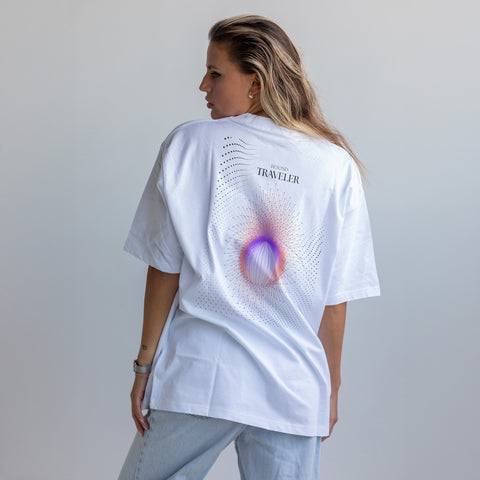 Beyond Traveler | Back Print | White T-Shirt