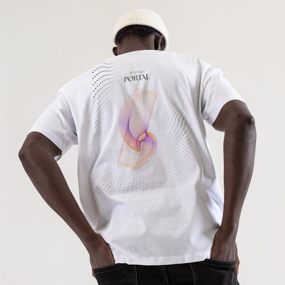Beyond Portal | Back Print | White T-Shirt - Organic Apparel by The Ei8ht