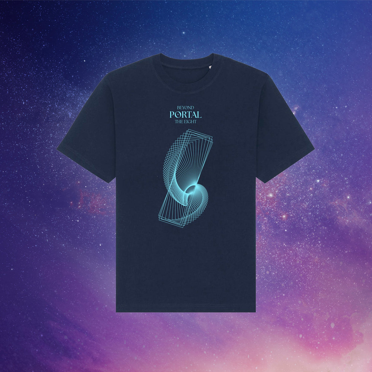 Beyond Portal | Front Print | Navy T-Shirt - Organic Apparel by The Ei8ht