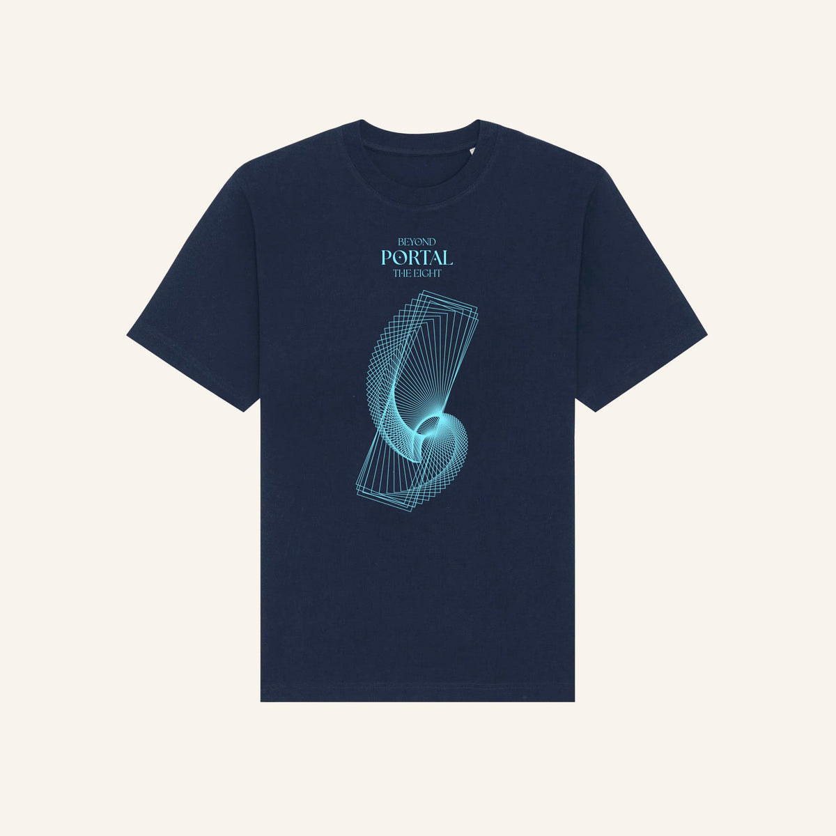 Beyond Portal | Front Print | Navy T-Shirt - Organic Apparel by The Ei8ht
