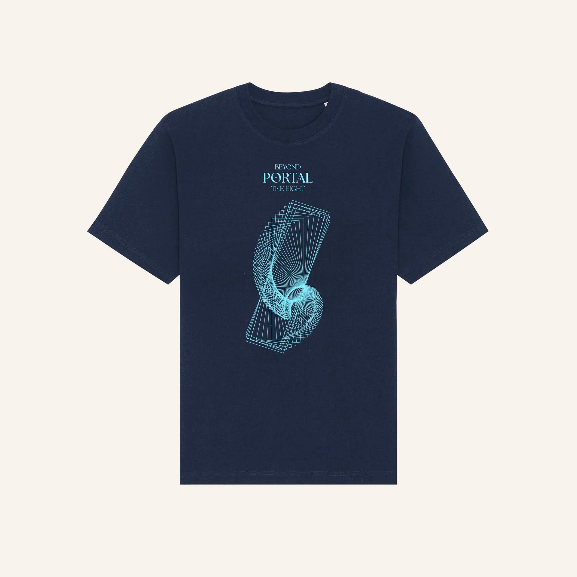 Beyond Portal | Front Print | Navy T-Shirt - Organic Apparel by The Ei8ht