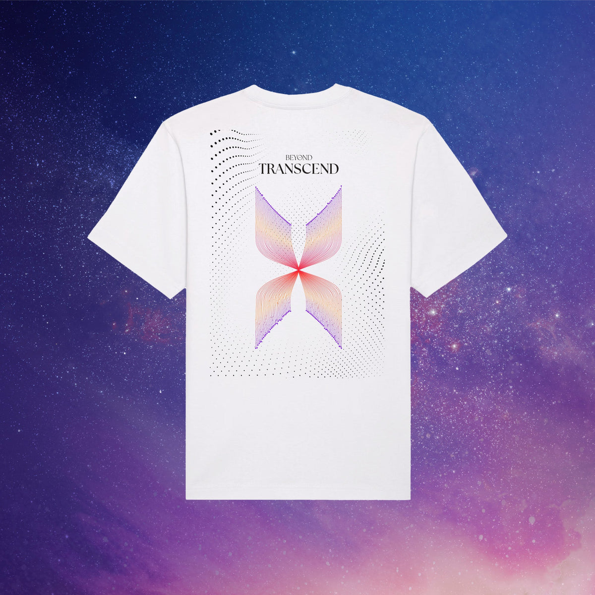 Beyond Transcend | Back Print | White T-Shirt - Organic Apparel by The Ei8ht