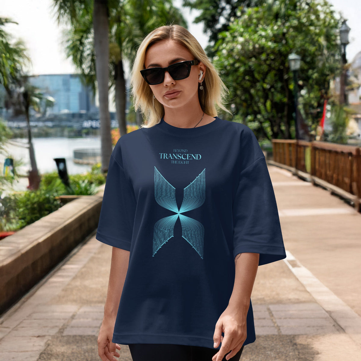 Beyond Transcend | Front Print | Navy T-Shirt - Organic Apparel by The Ei8ht