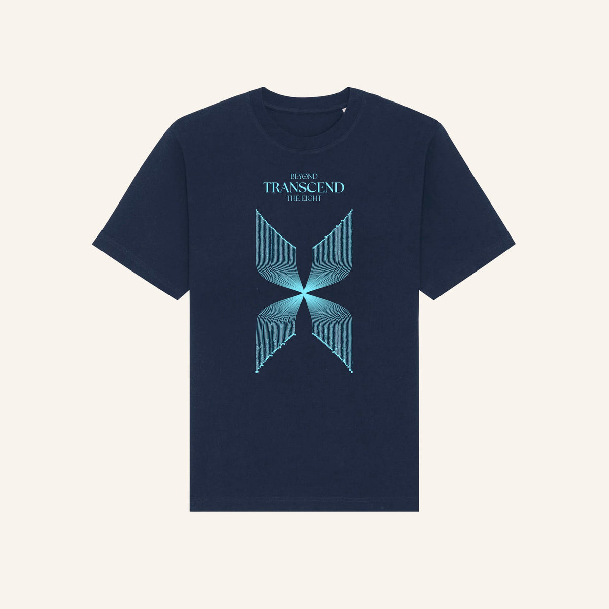 Beyond Transcend | Front Print | Navy T-Shirt - Organic Apparel by The Ei8ht