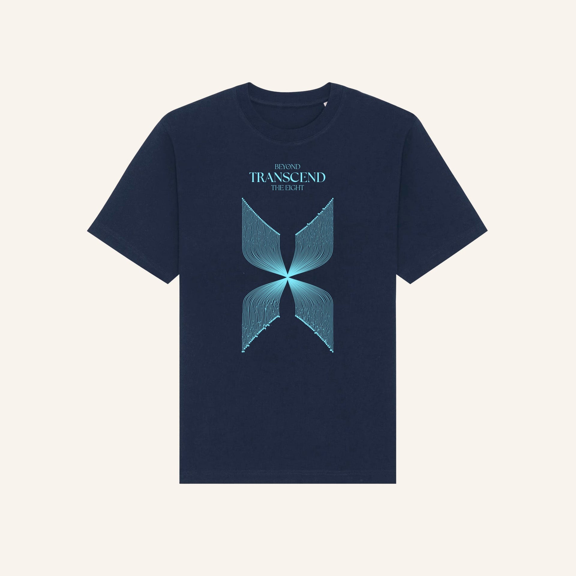 Beyond Transcend | Front Print | Navy T-Shirt - Organic Apparel by The Ei8ht