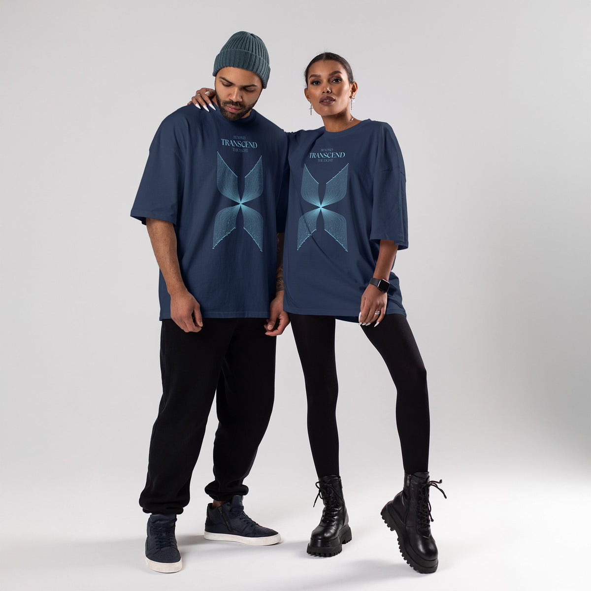 Beyond Transcend | Front Print | Navy T-Shirt - Organic Apparel by The Ei8ht
