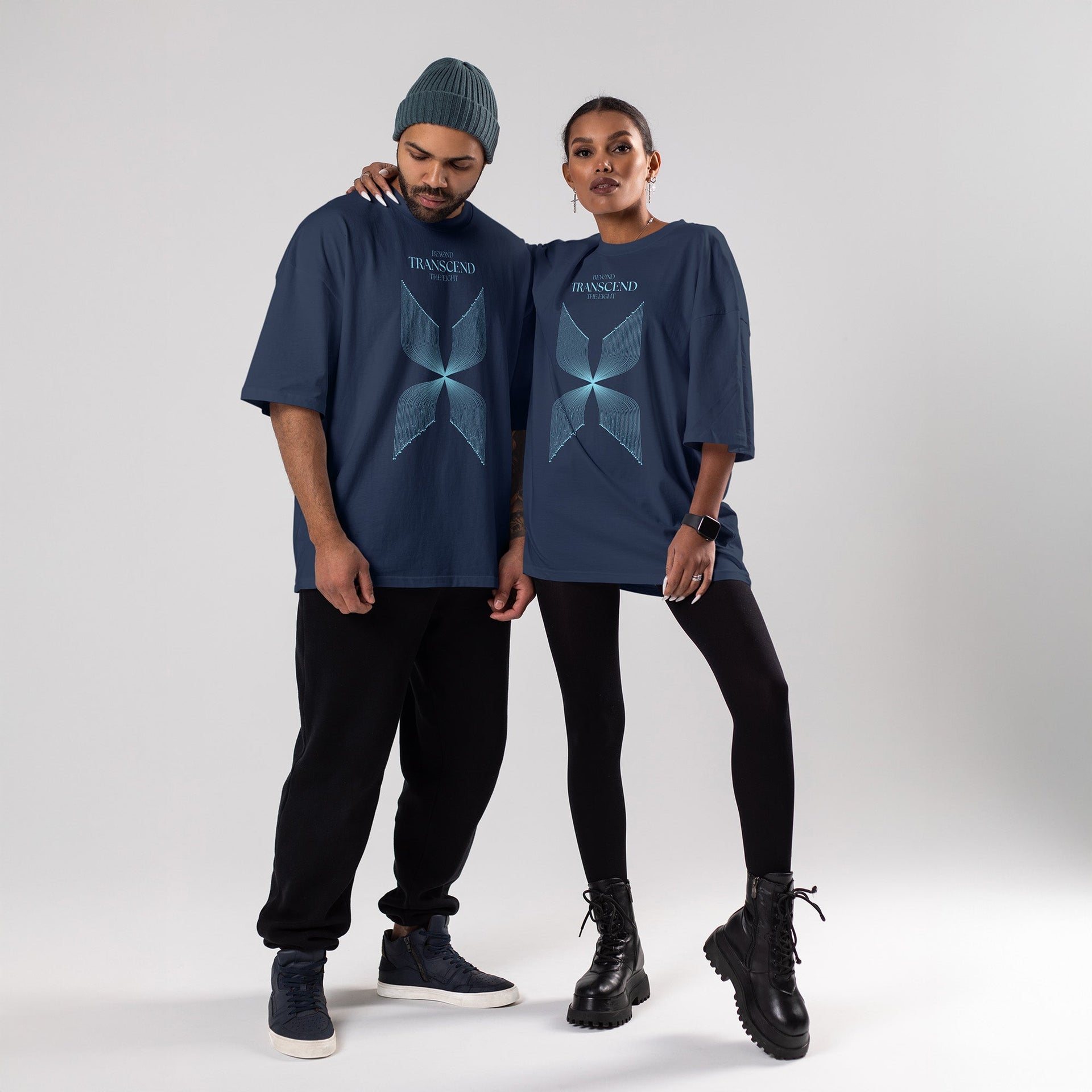 Beyond Transcend | Front Print | Navy T-Shirt - Organic Apparel by The Ei8ht