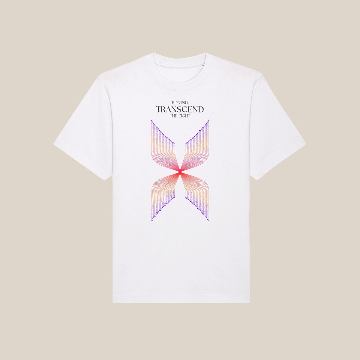 Beyond Transcend | Front Print | White T-Shirt - Organic Apparel by The Ei8ht