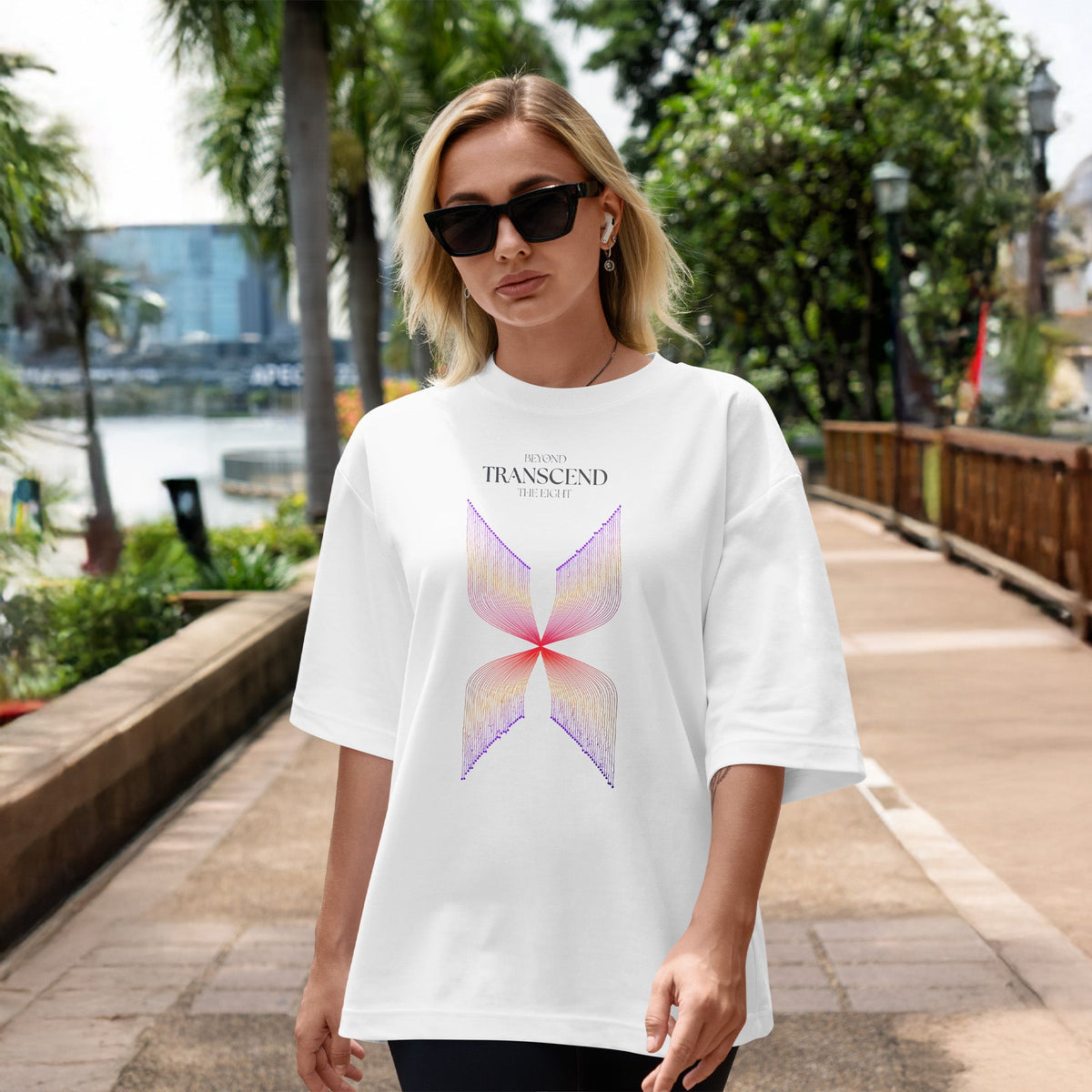 Beyond Transcend | Front Print | White T-Shirt - Organic Apparel by The Ei8ht