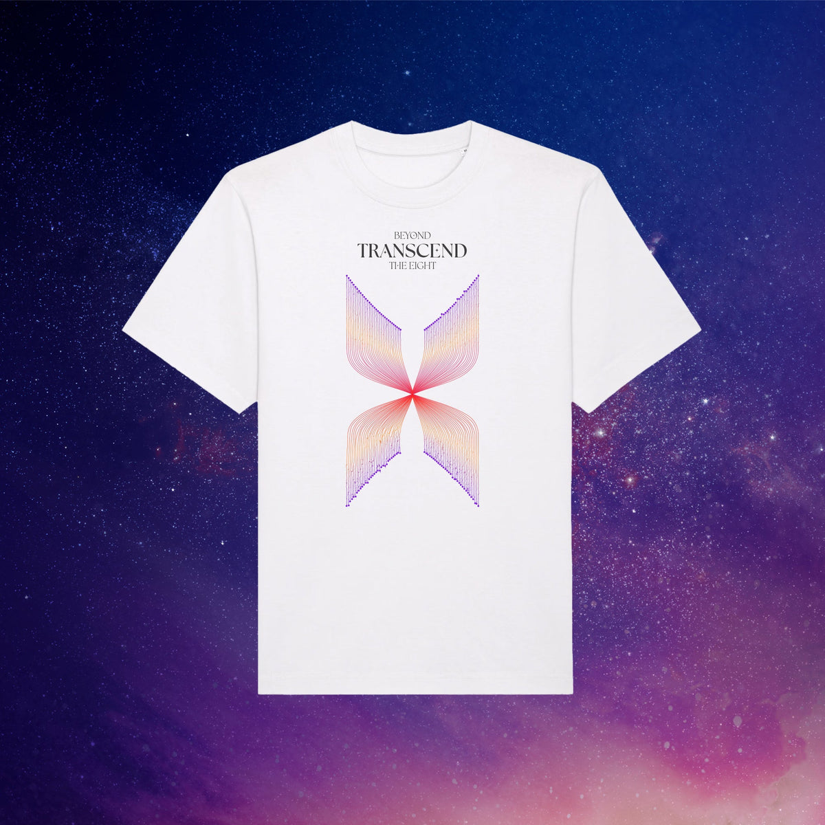 Beyond Transcend | Front Print | White T-Shirt - Organic Apparel by The Ei8ht
