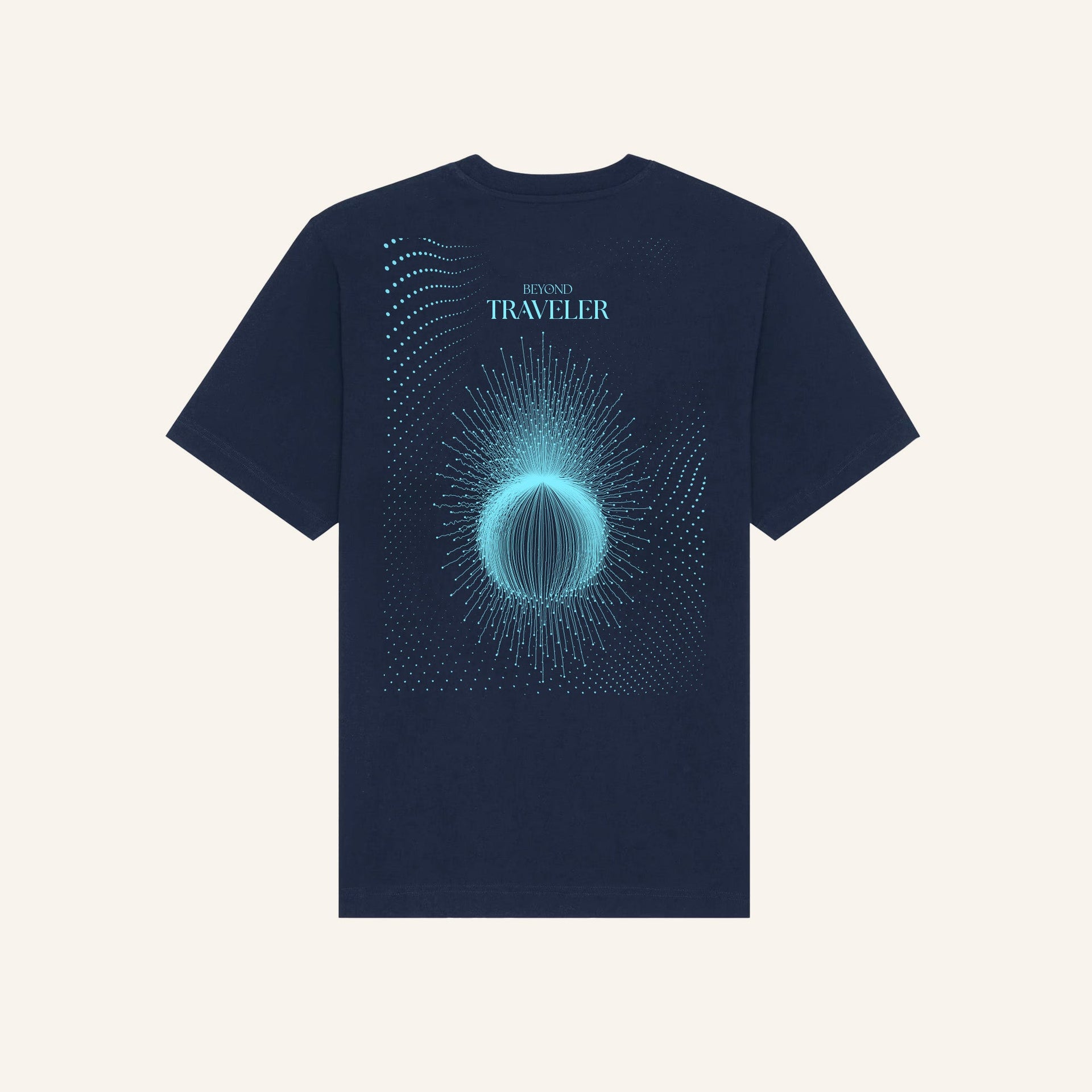 Beyond Traveler | Back Print | Navy T-Shirt - Organic Apparel by The Ei8ht
