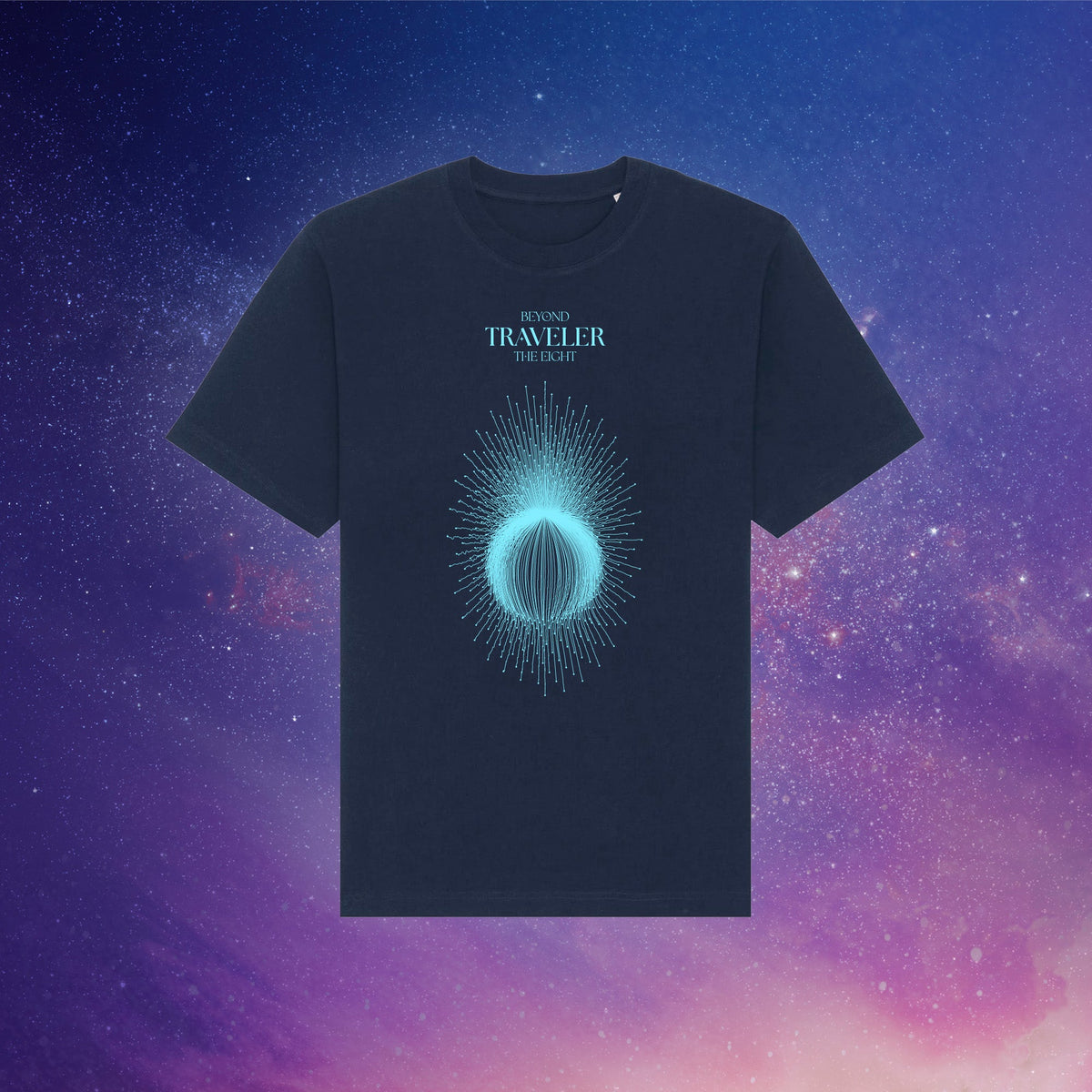 Beyond Traveler | Front Print | Navy T-Shirt - Organic Apparel by The Ei8ht