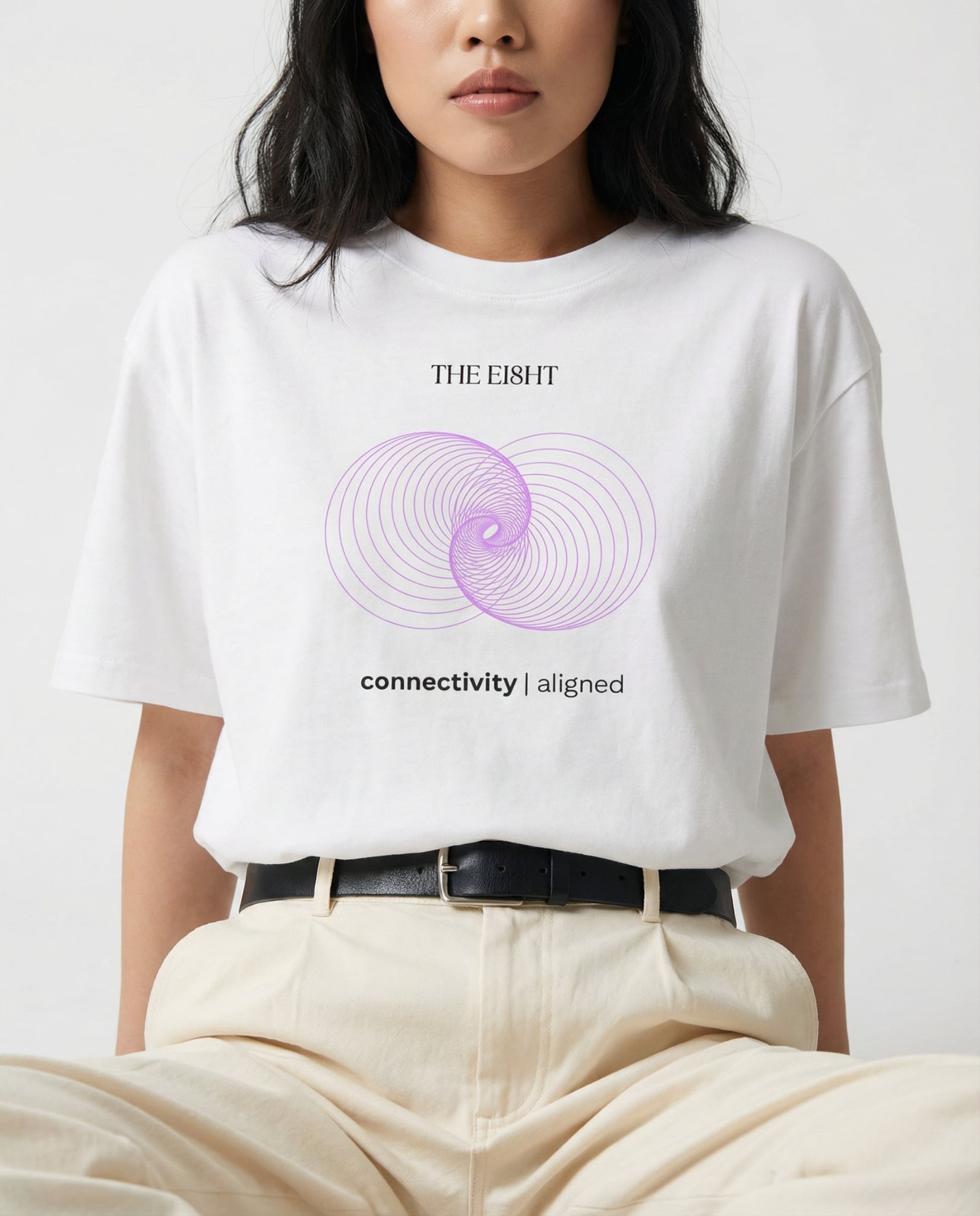 Connectivity Aligned | Oversized T-Shirt | White - Organic Apparel by The Ei8ht