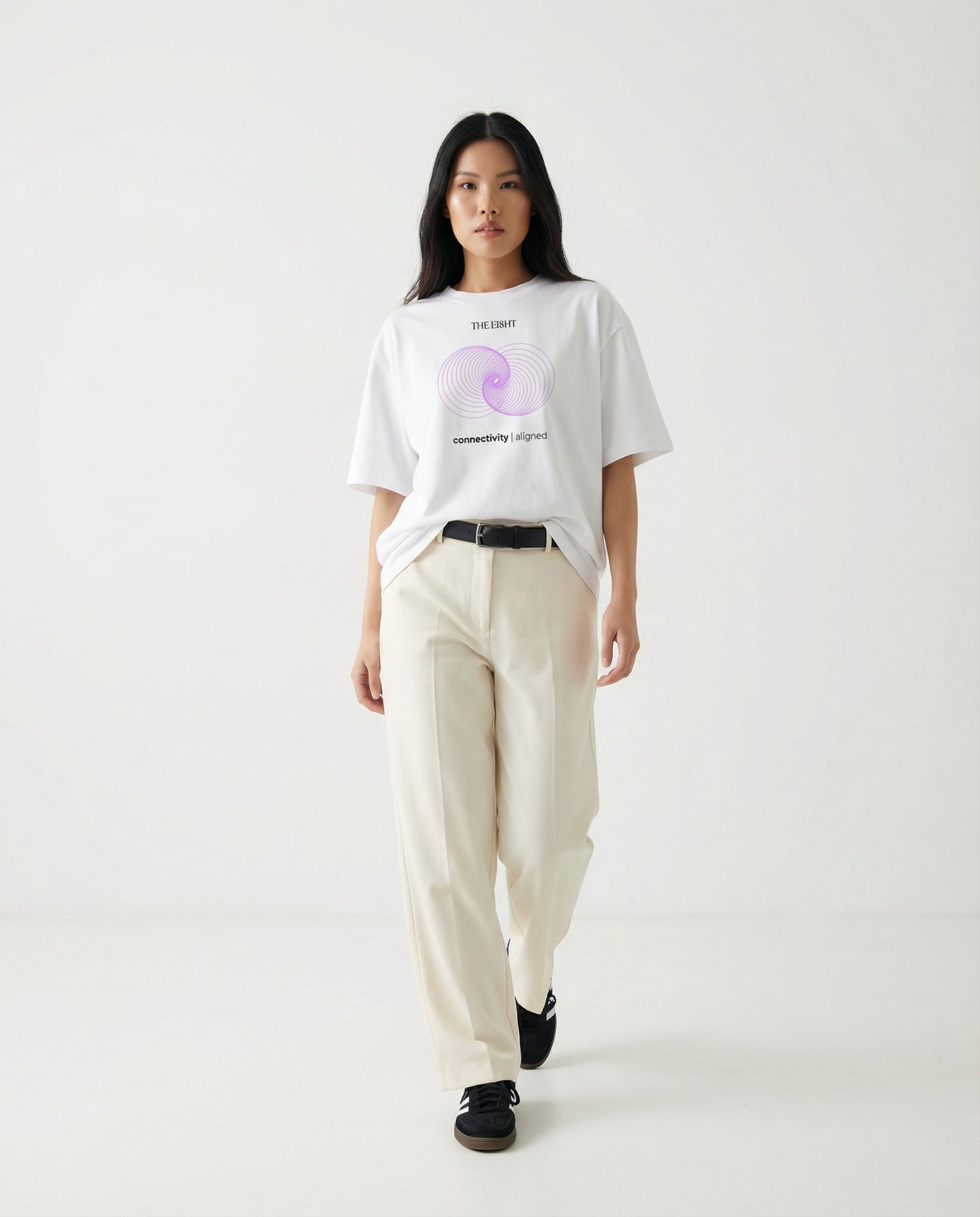Connectivity Aligned | Oversized T-Shirt | White - Organic Apparel by The Ei8ht