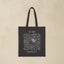 Sustainability Black Organic Cotton Tote - eco-friendly reusable bag with leaf and spiral design by the Ei8ht.