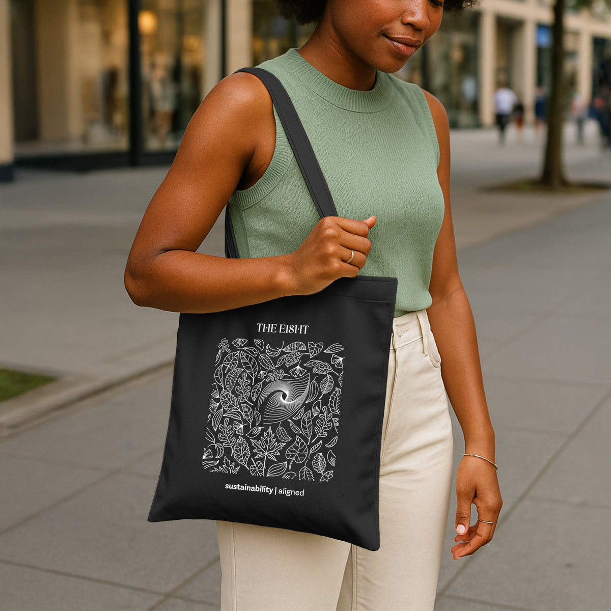 Eco - Friendly Black Tote Bag | Aligned by The Ei8ht - Organic Apparel by The Ei8ht