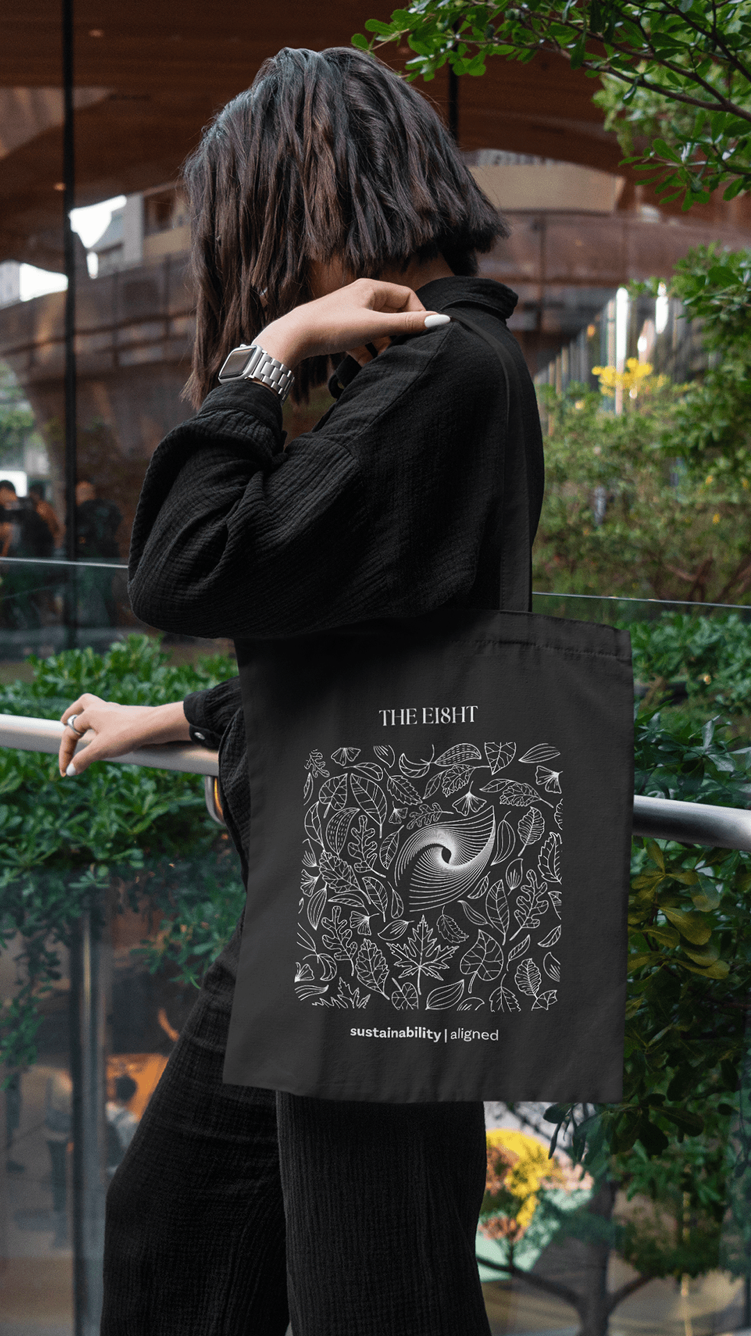 Eco - Friendly Black Tote Bag | Aligned by The Ei8ht - Organic Apparel by The Ei8ht