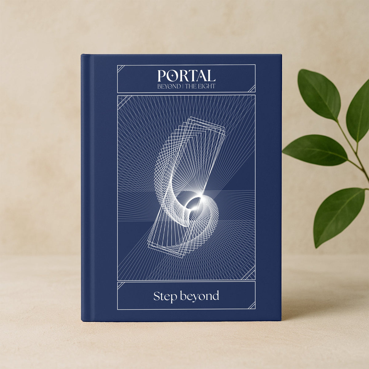 Portal journal upright front cover with sacred geometry, navy blue hardcover - Beyond Collection by The Ei8ht.