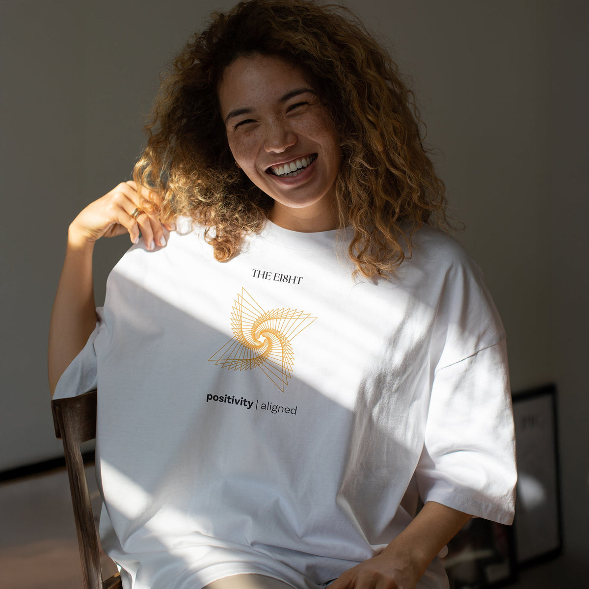 Positivity Aligned | Oversized T-Shirt | White - Organic Apparel by The Ei8ht