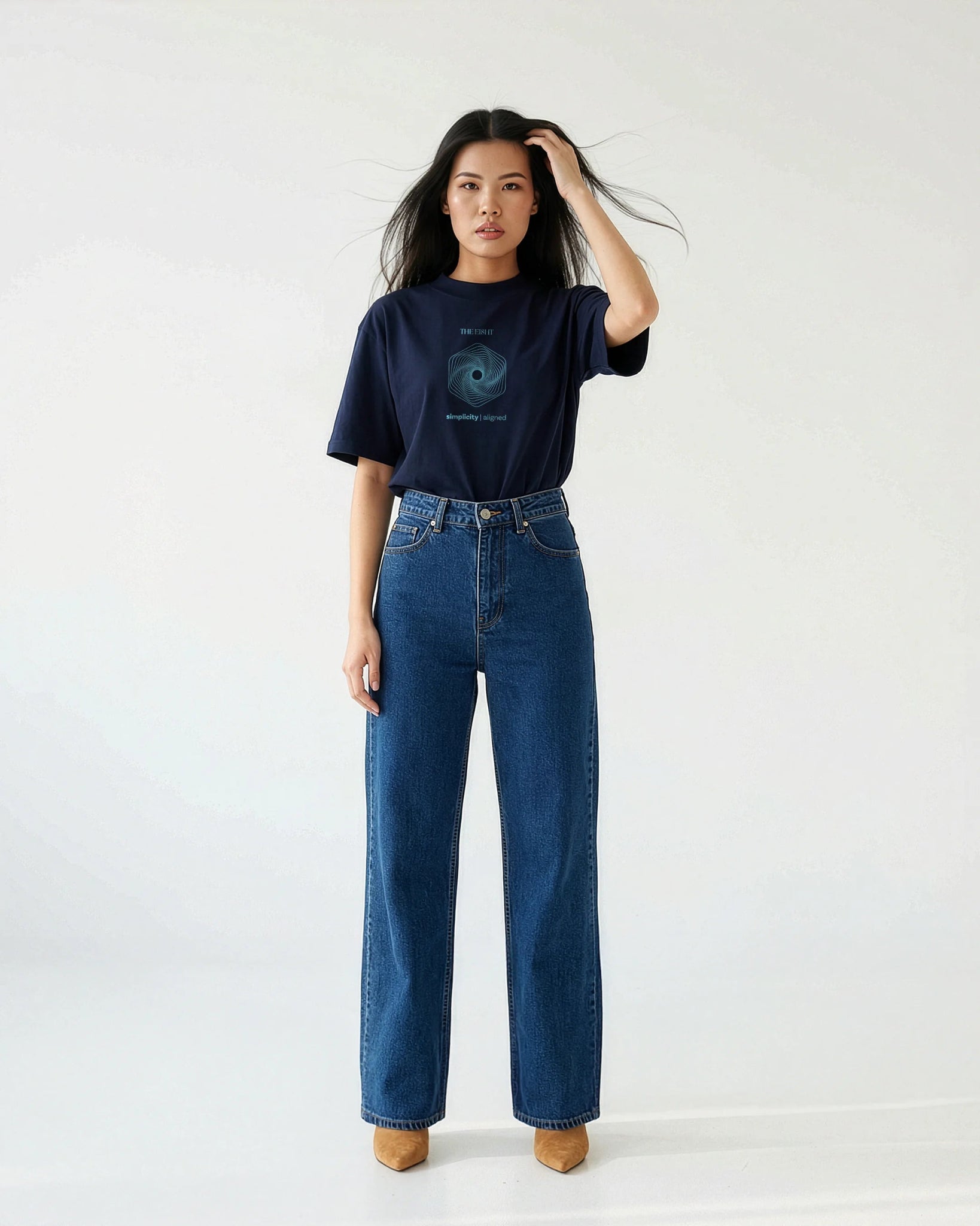 Simplicity Aligned | Oversized T-Shirt | Navy - Organic Apparel by The Ei8ht