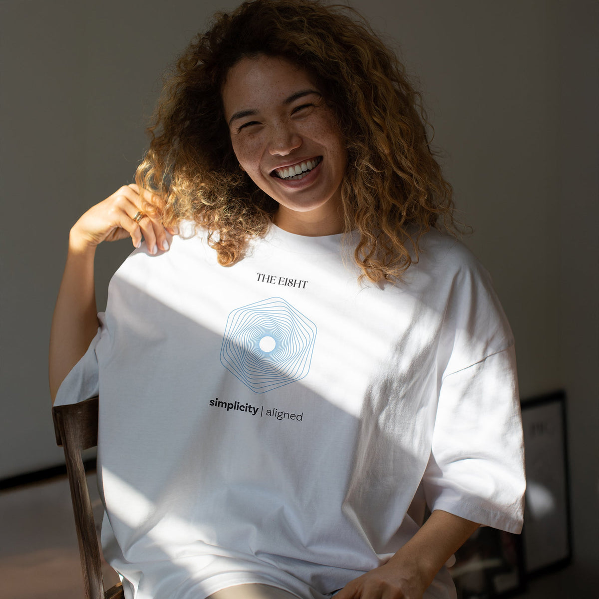 Simplicity Aligned | Oversized T-Shirt | White - Organic Apparel by The Ei8ht