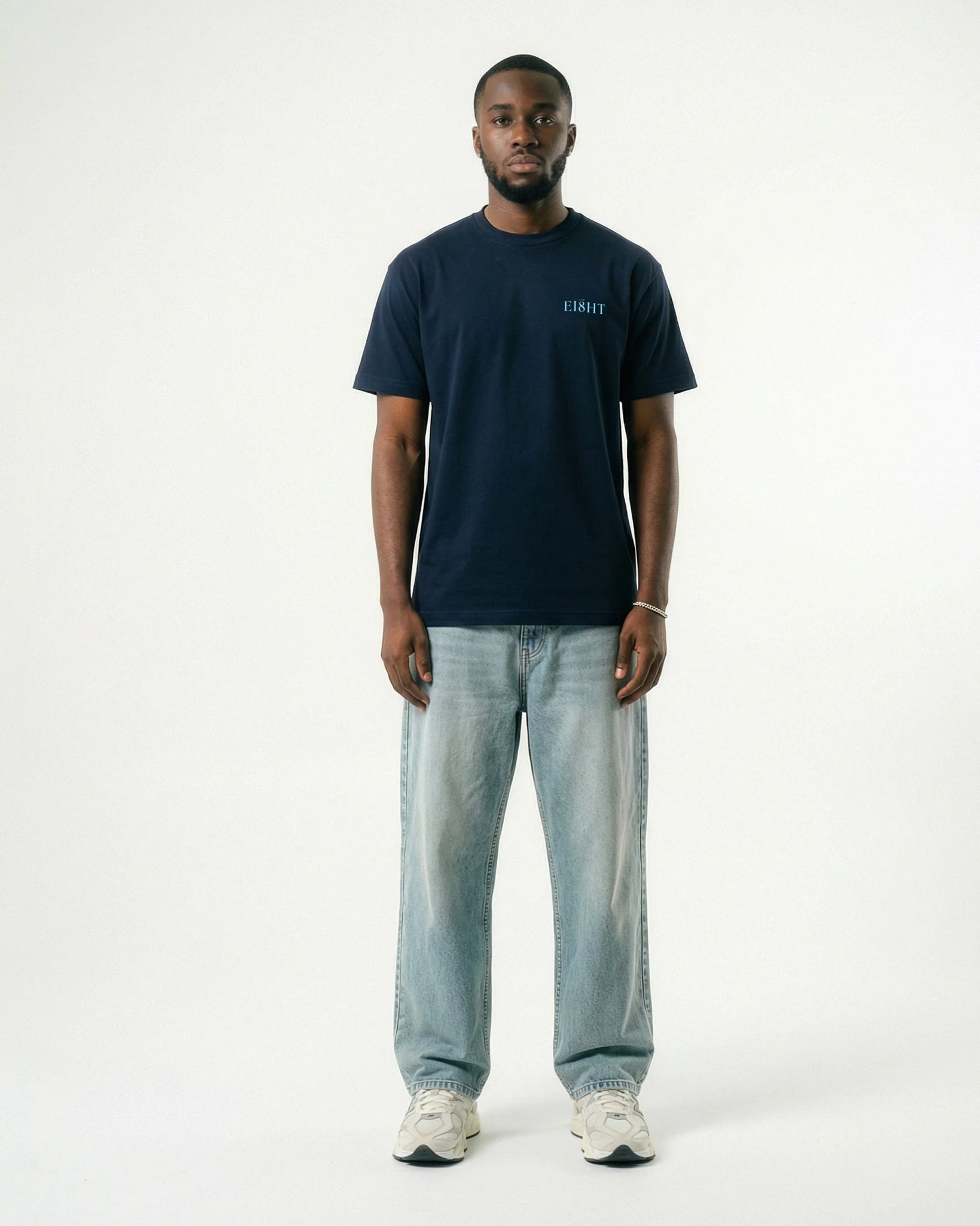 Traverse | Relaxed - fit Organic Cotton T-Shirt | Navy | Back Print - Organic Apparel by The Ei8ht